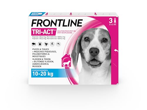 Frontline Tri-Act Chien M 10-20 kg antiparasitaire 3 pipettes 5 parasites