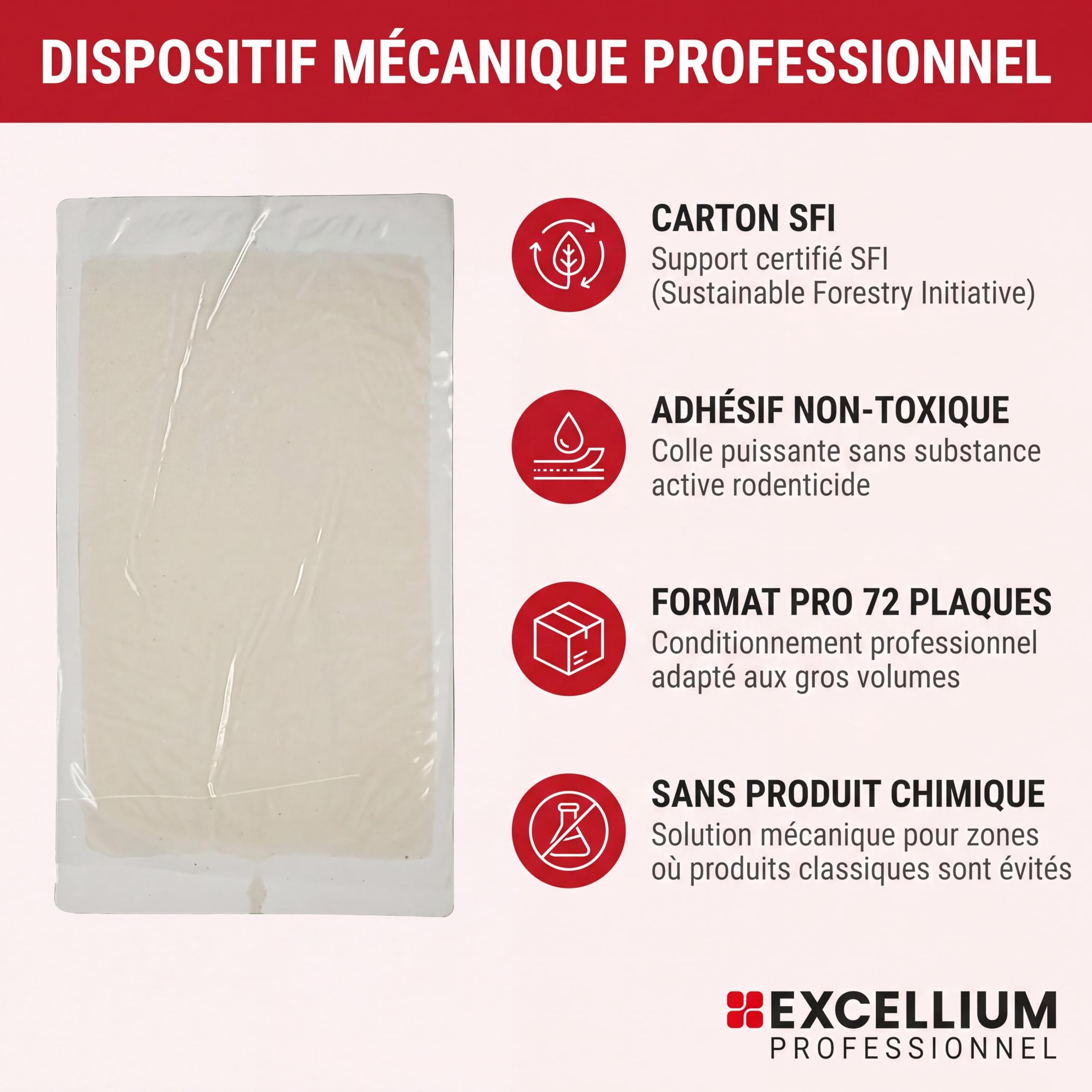 Excellium Professionnel plaques glu souris 72 pcs