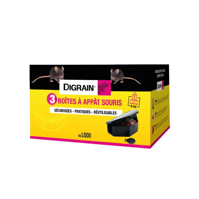 Digrain boîte appât souris lot de 3