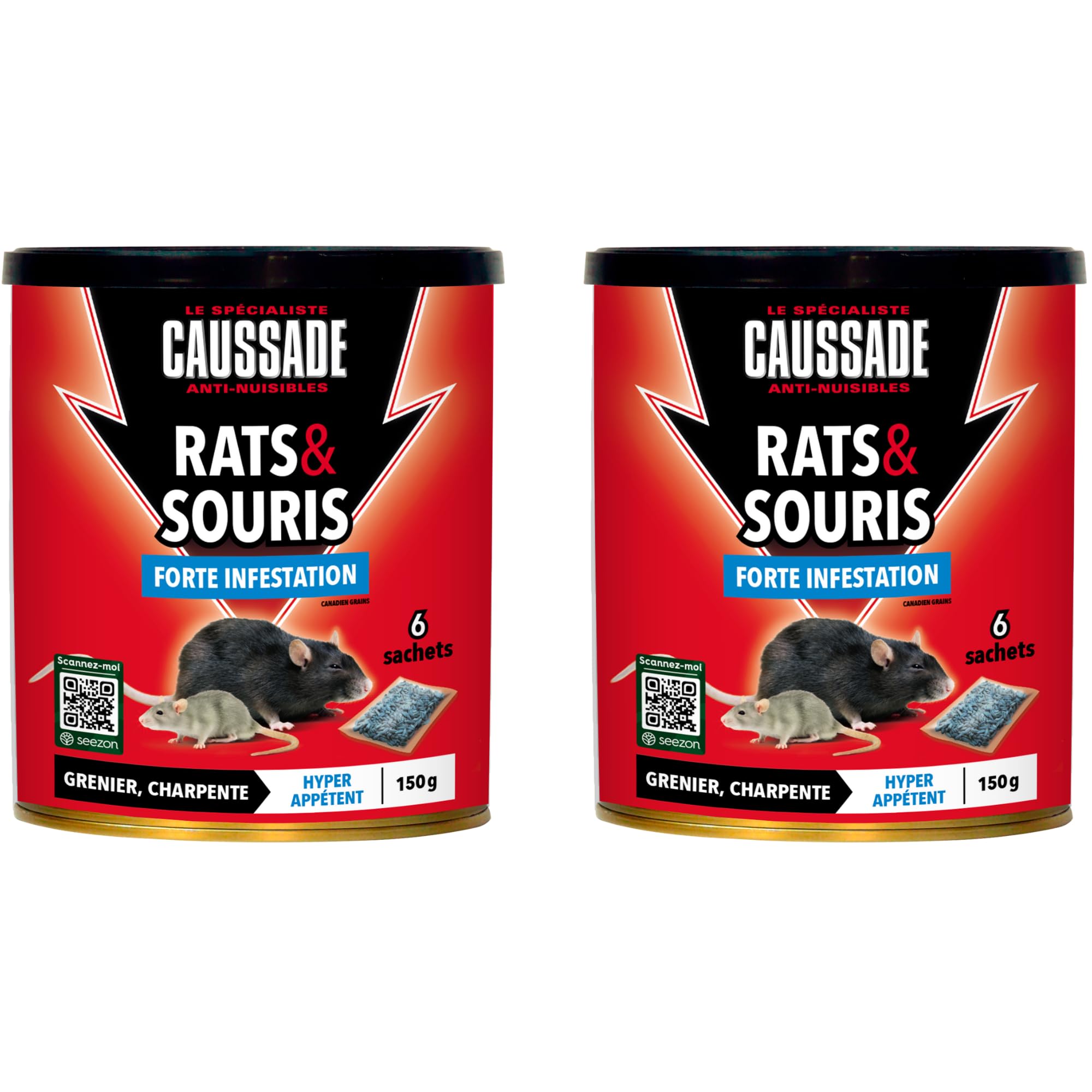 Caussade Anti-Rats & Souris CARSC150N raticide céréales 150g forte