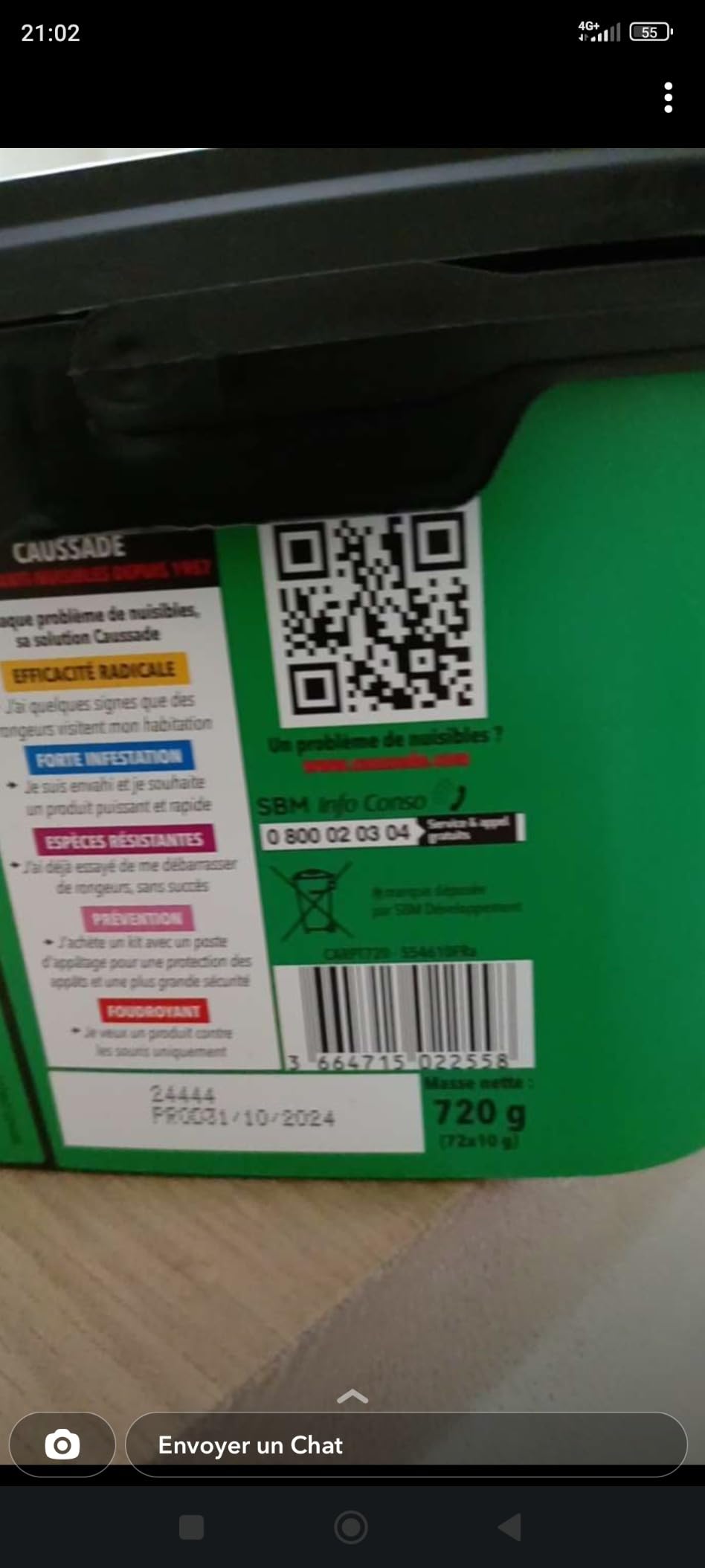 Caussade Raticide Canadien pâtes anti-rats 72 appâts 720 g