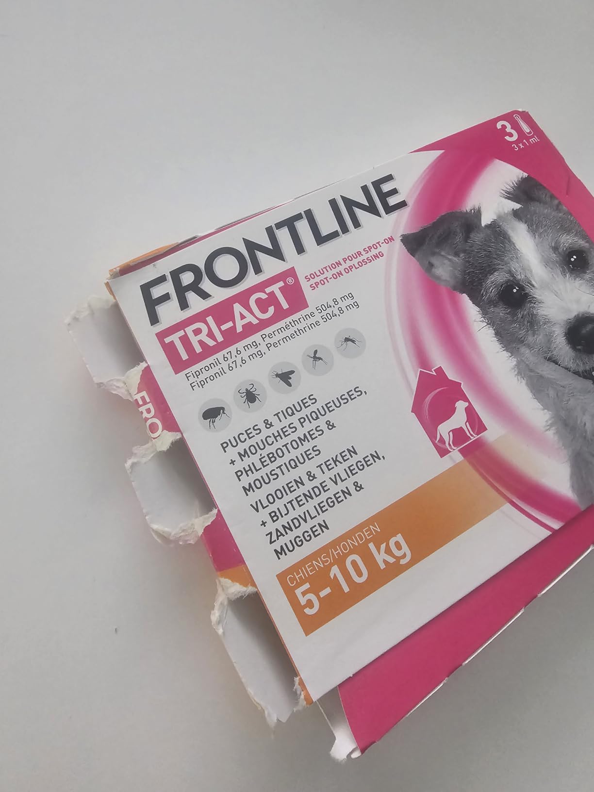 Frontline Tri-Act S pipettes chien 5-10 kg 3 pipettes 5 parasites