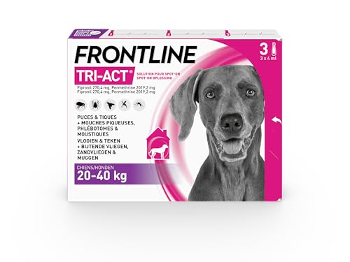 Frontline Tri-Act Chien L 20-40 kg antiparasitaire 3 pipettes 5 parasites