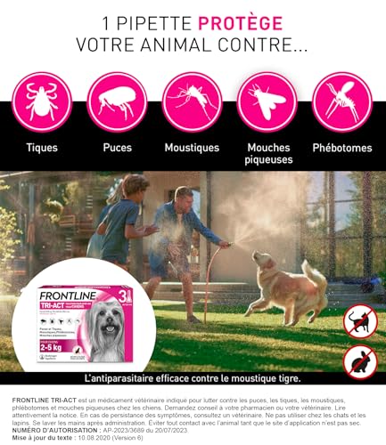 Frontline Tri-Act Chien XS antiparasitaire 2-5 kg 3 pipettes puces