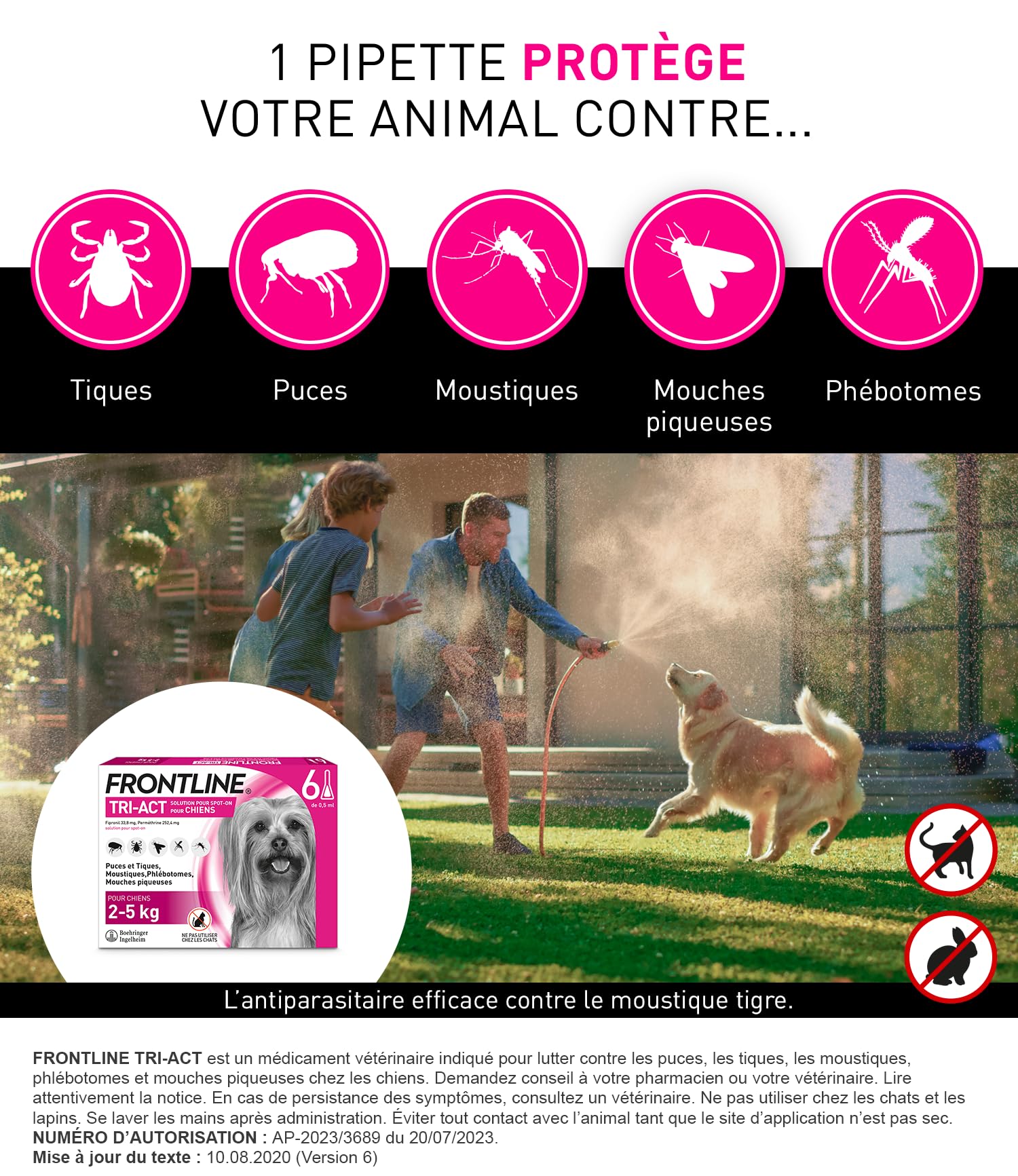 Frontline Tri-Act XS pipettes chien 2-5 kg 6 pipettes 5 parasites