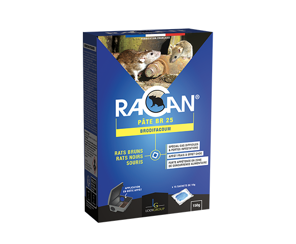 Aurodil Racan BR 25 raticide pâte 150g anticoagulant