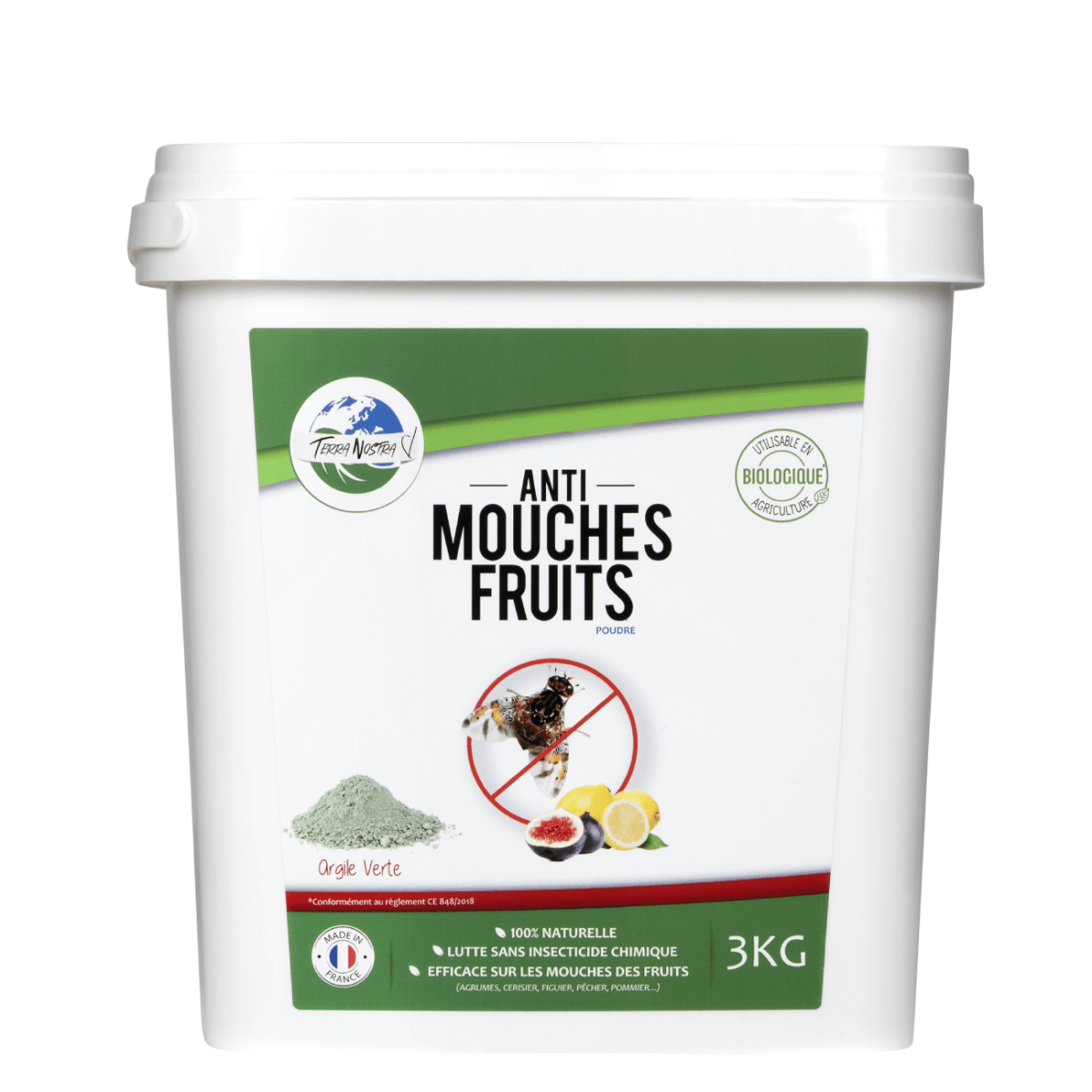 Terra Nostra Argile Verte anti mouche des fruits seau 3 kg