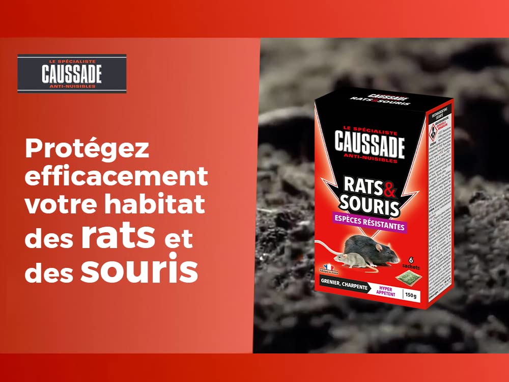 Caussade Anti-Rats & Souris CARSC150N raticide céréales 150g forte