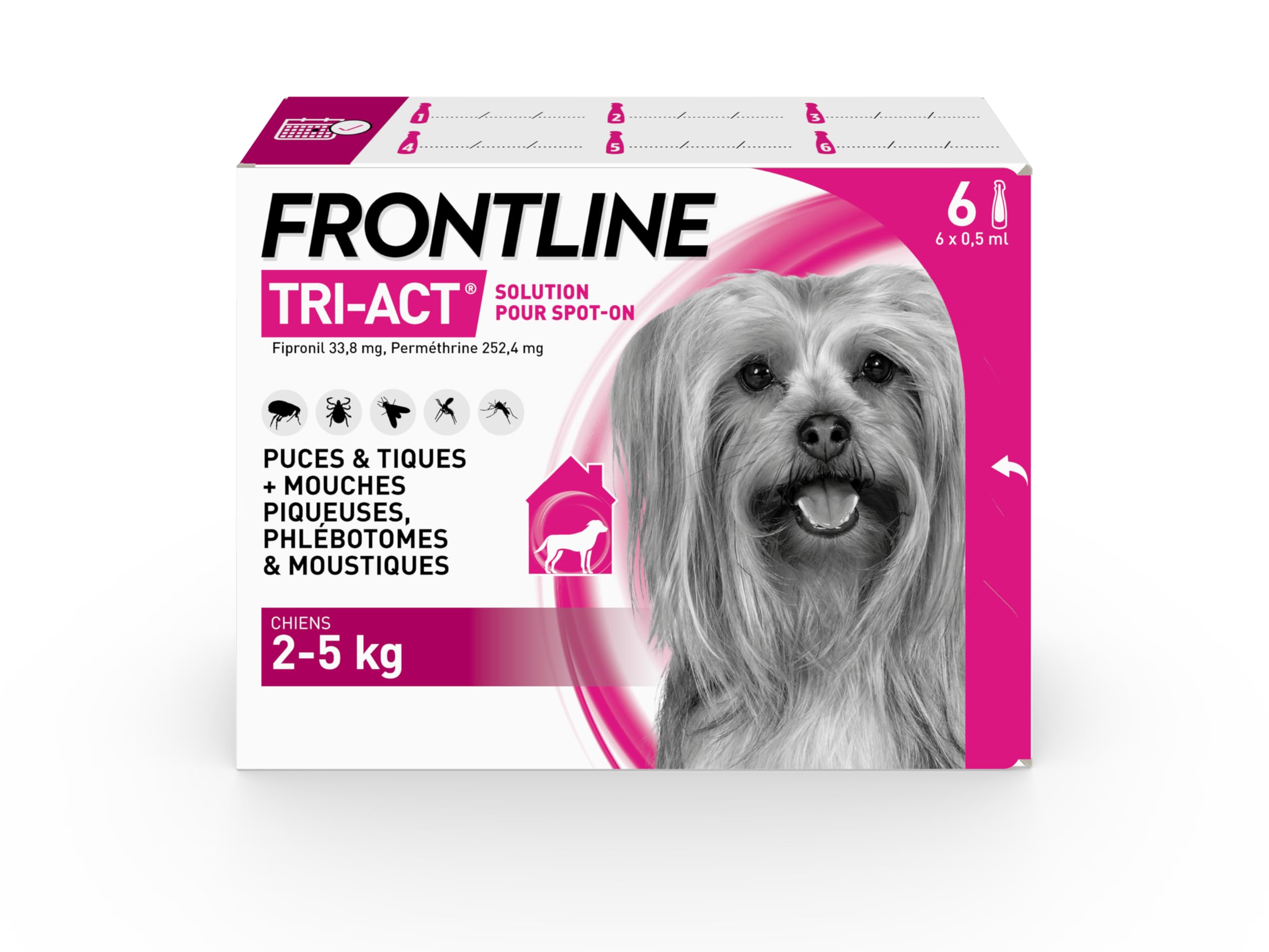 Frontline Tri-Act XS pipettes chien 2-5 kg 6 pipettes 5 parasites