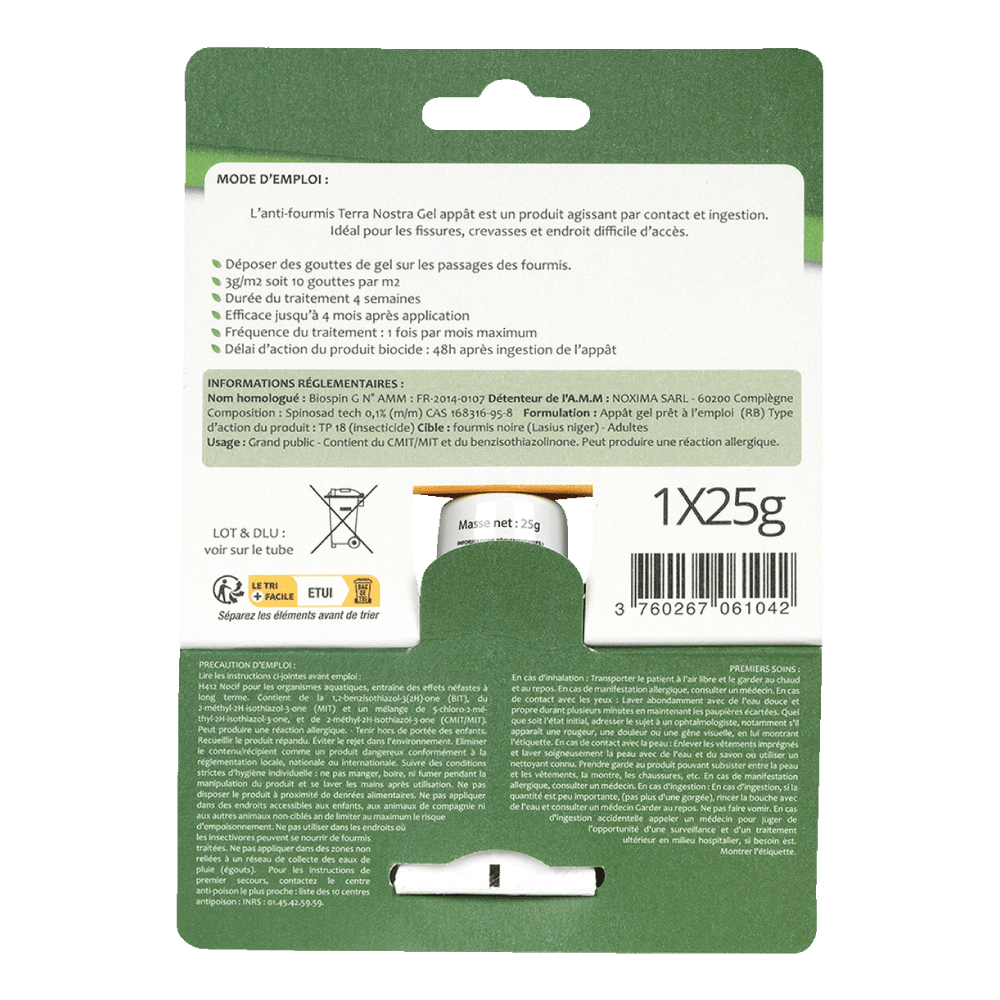 Terra Nostra anti-fourmis gel appat tube 25g pyrethre
