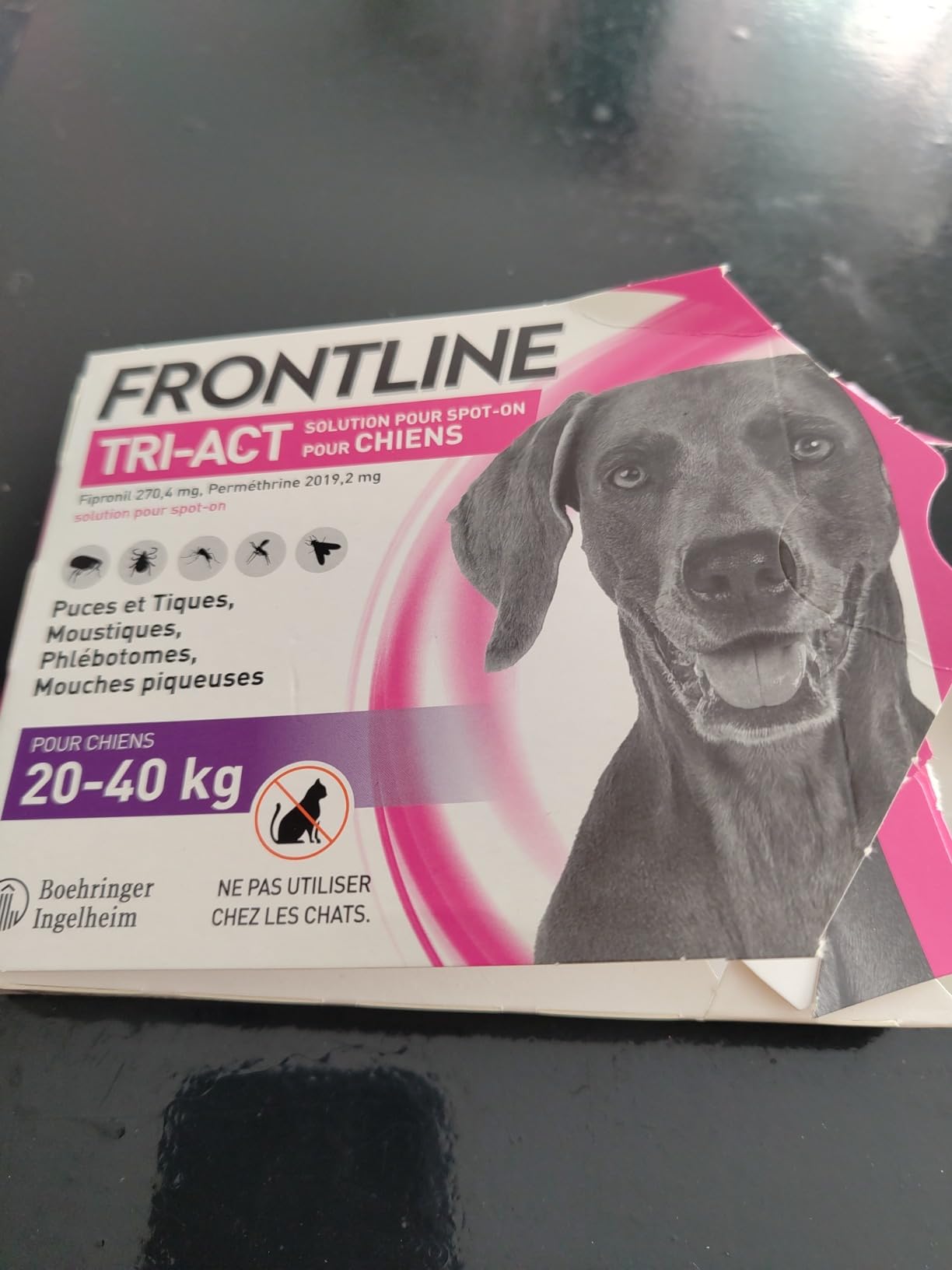 Frontline Tri-Act Chien L 20-40 kg antiparasitaire 3 pipettes 5 parasites
