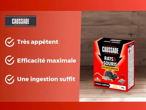 Caussade appât céréales rats souris 7 sachets 140 g action 1ère prise