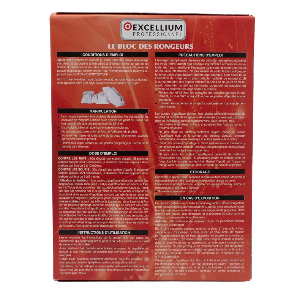 Excellium bloc appâts anti-rats souris 240 g hydrofuge