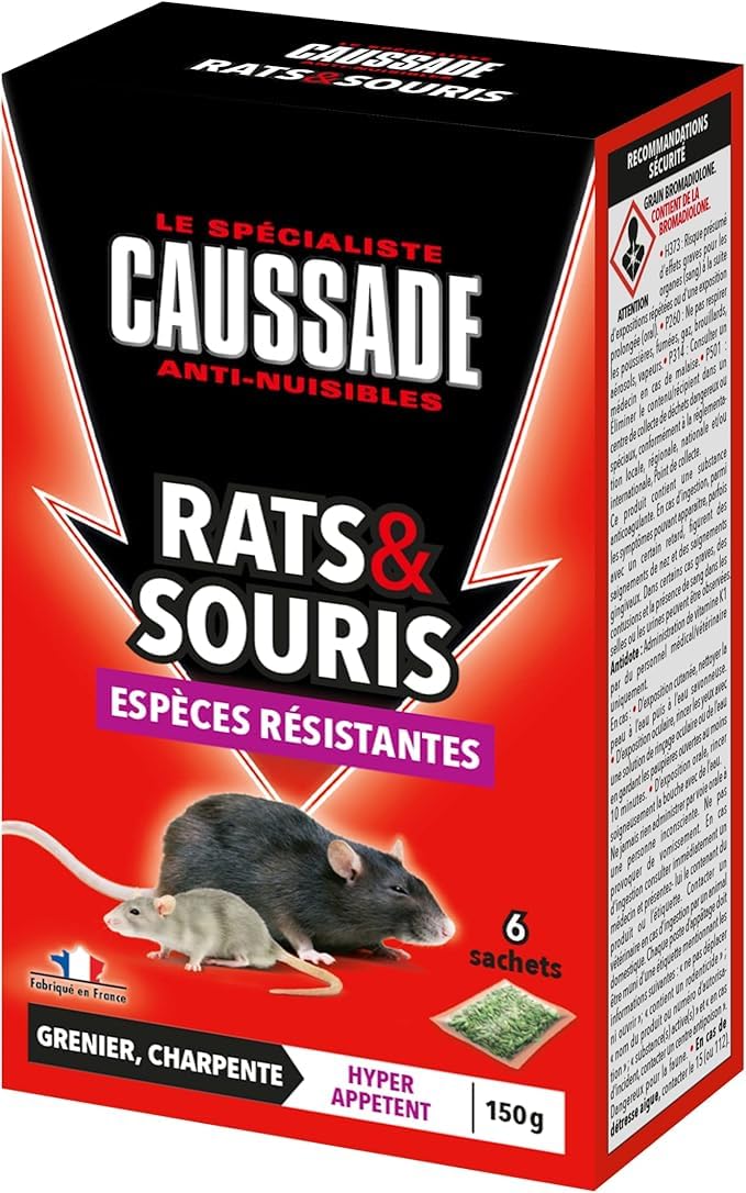Caussade Anti-Rats & Souris CARSCBR150 raticide céréales 150g résistants