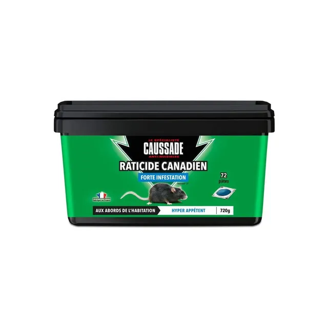 Caussade Raticide Canadien pâtes anti-rats 72 appâts 720 g