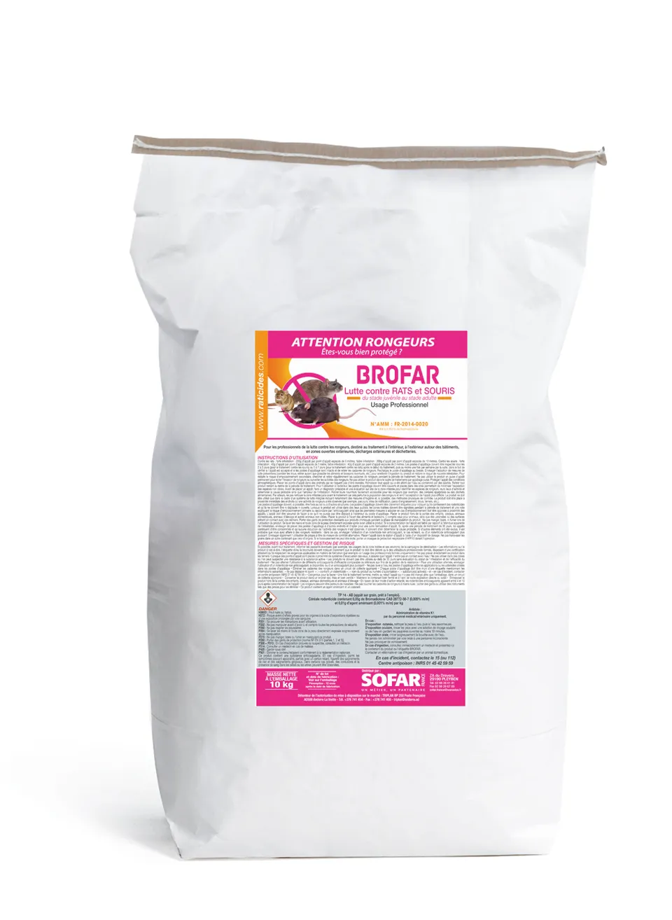 Ratunion 2000 Brofar 25 raticide blé entier