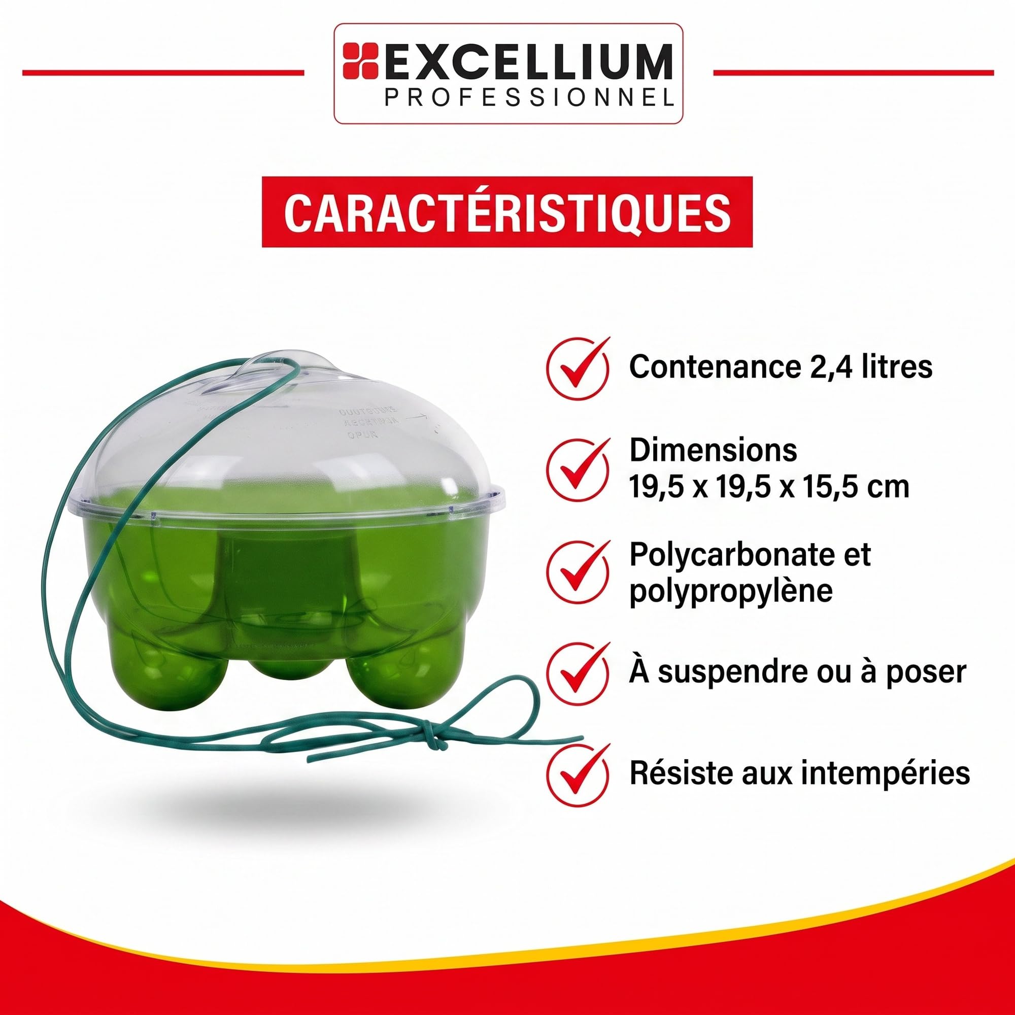 Excellium Professionnel piège à guêpes extérieur 2,4 L