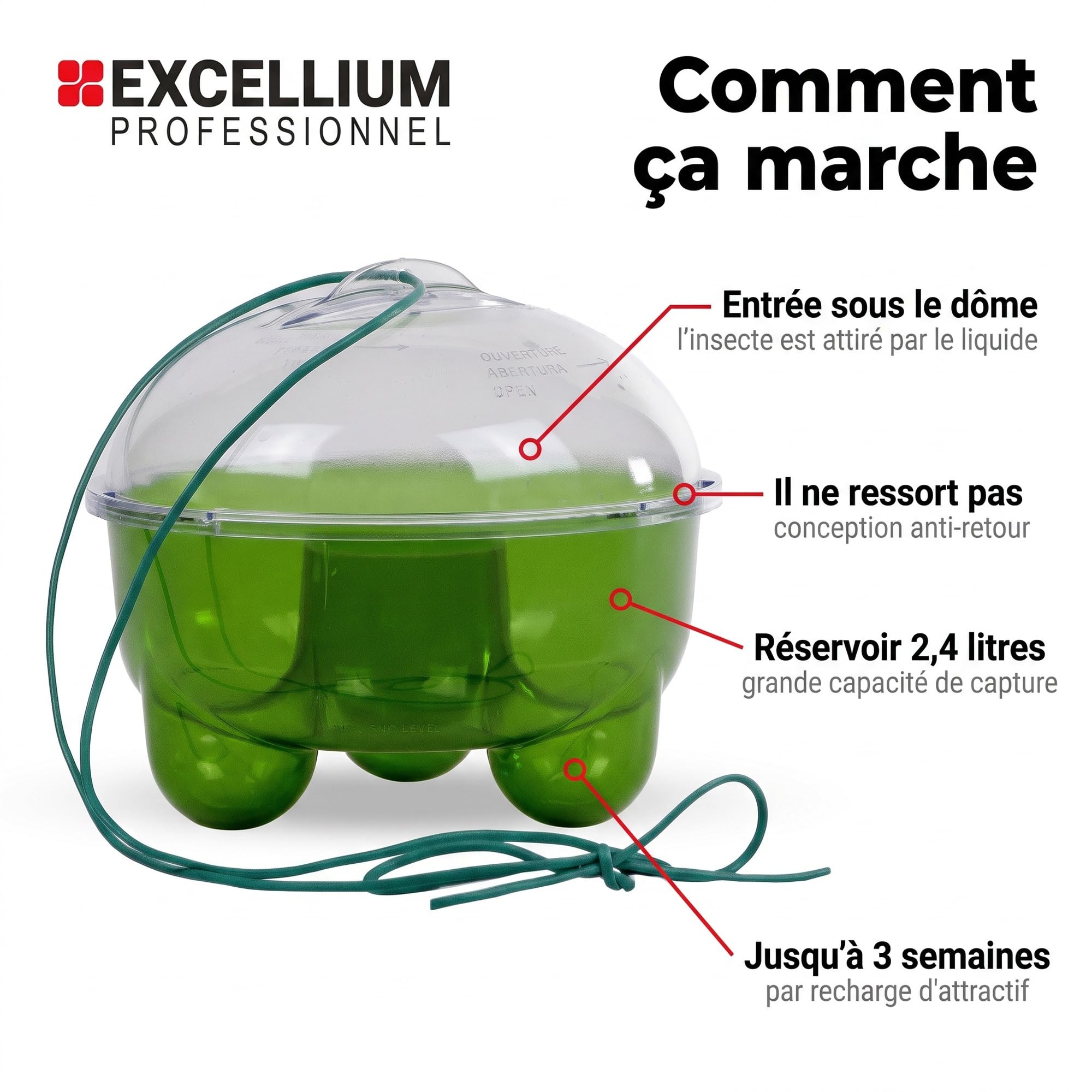 Excellium Professionnel piège à guêpes extérieur 2,4 L