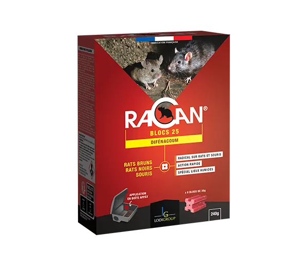 Racan Blocs 25 raticide blocs 240 g difénacoum