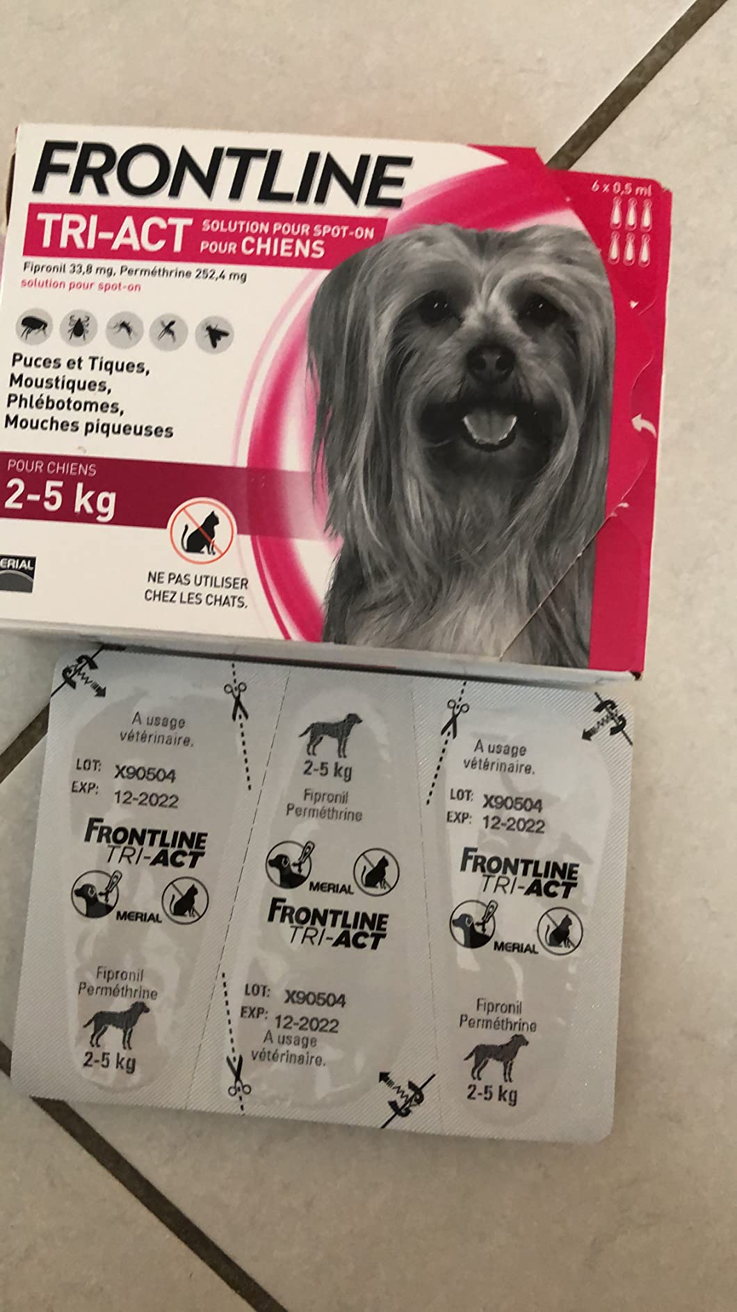 Frontline Tri-Act XS pipettes chien 2-5 kg 6 pipettes 5 parasites