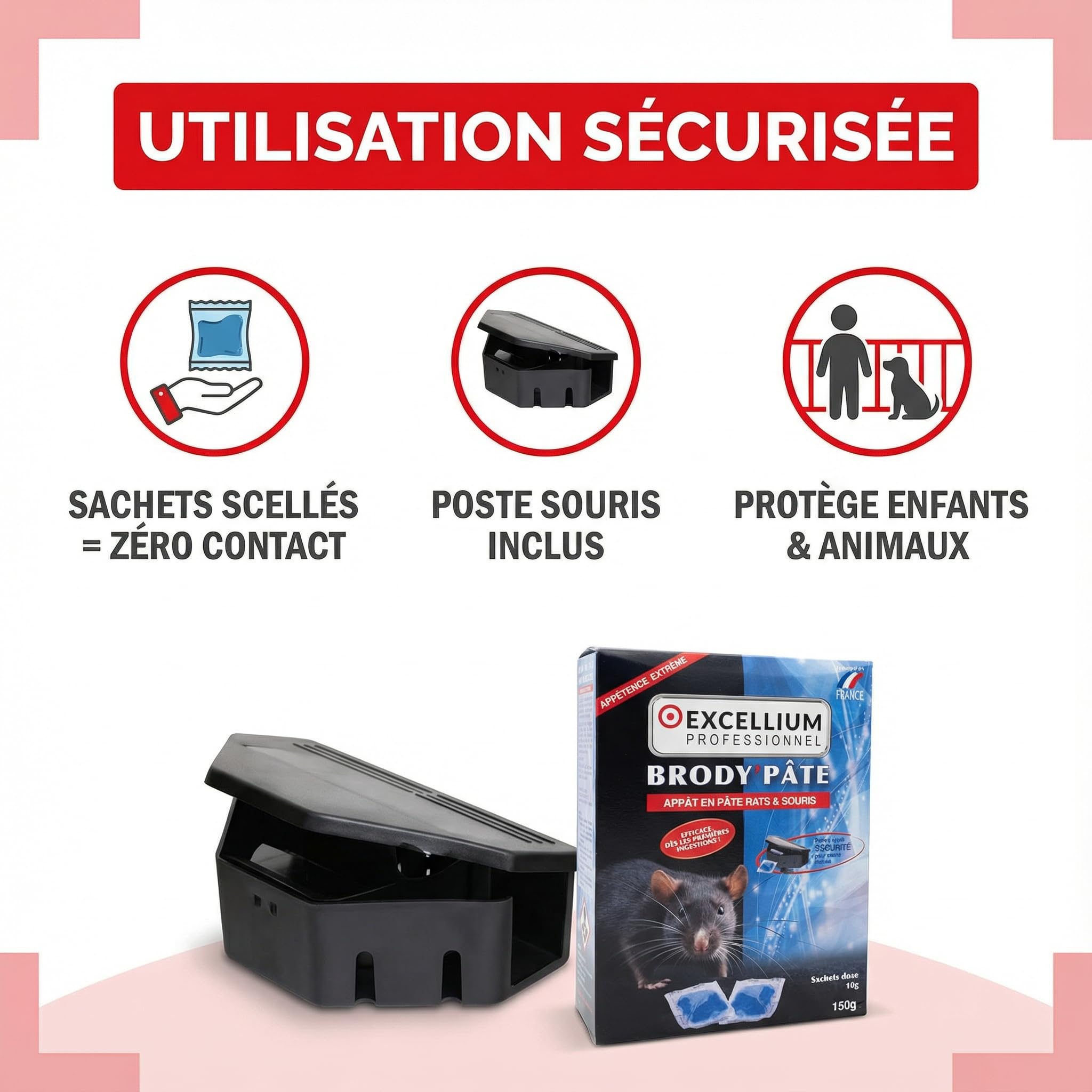 Excellium Brody’Pâte appât rats souris 150g poste inclus