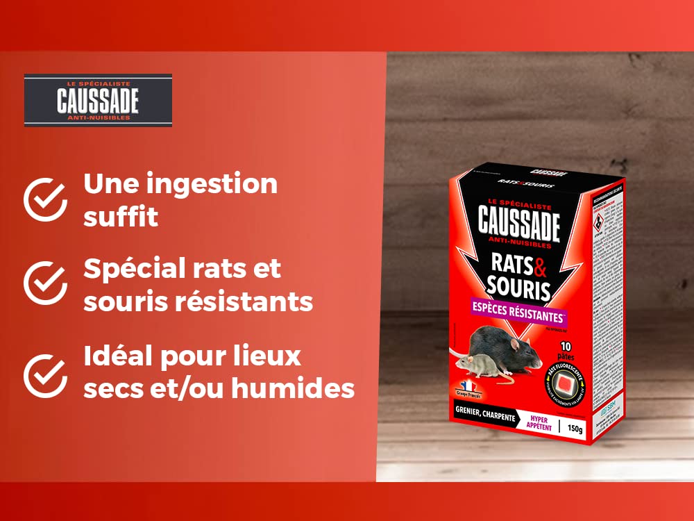 Caussade anti-rats et souris pâtes fluorescent 150 g