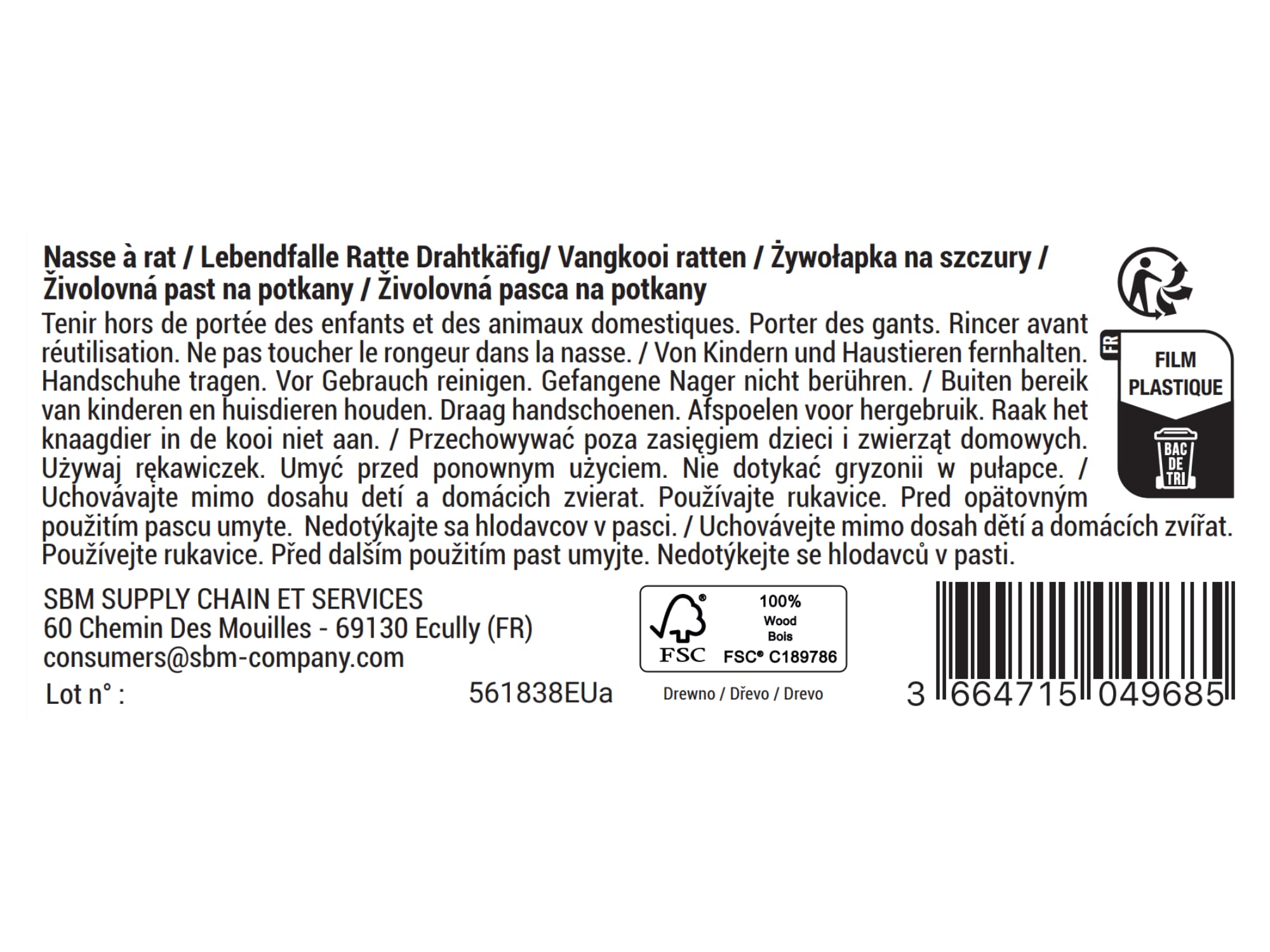 Caussade Nasse Rats 29 cm piège à rats bois vivant