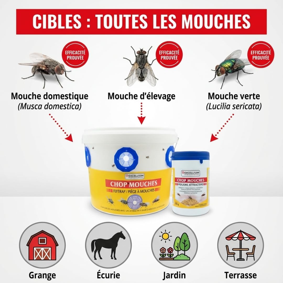 Excellium Chop'Mouches piège à mouches extérieur seau 240 g