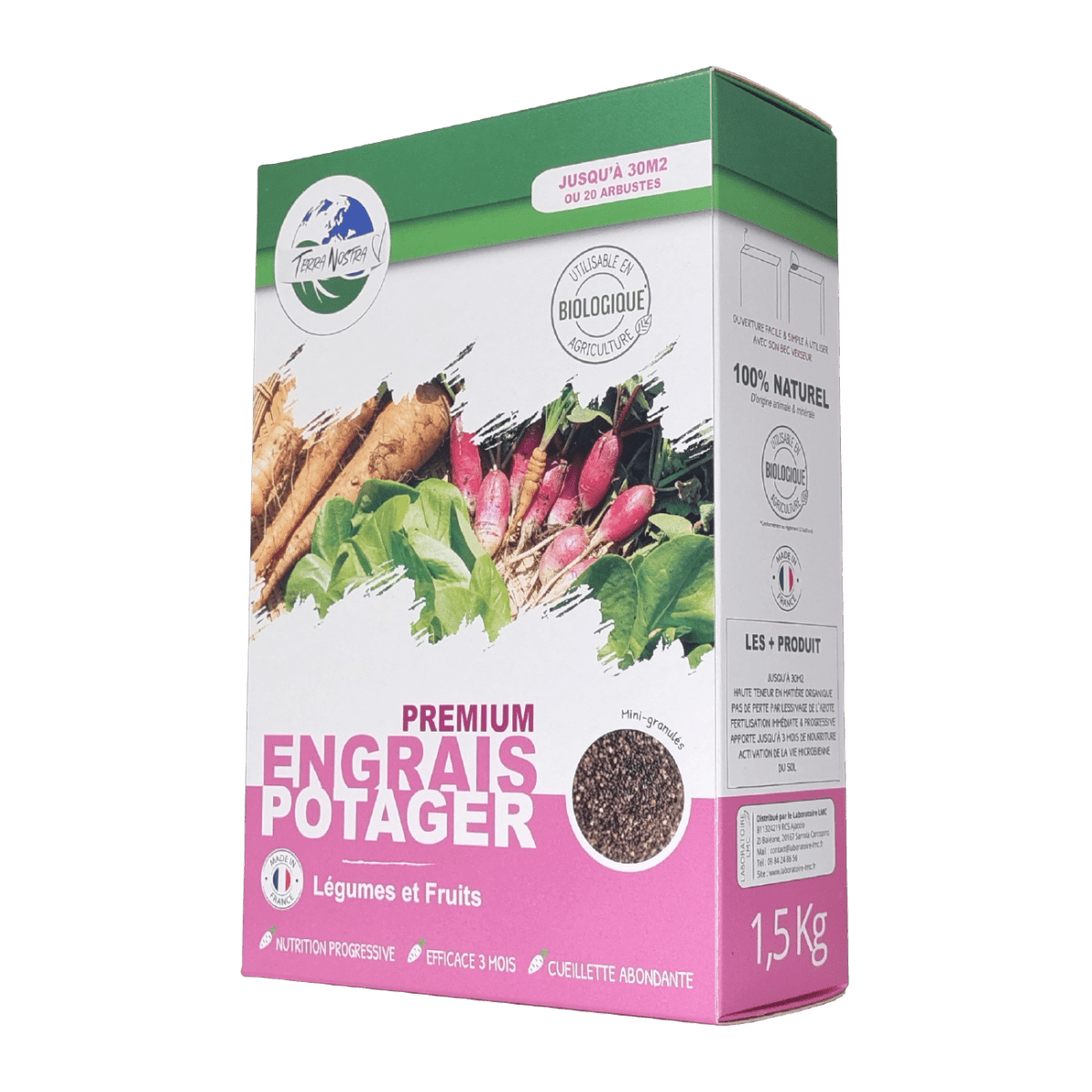 Terra Nostra engrais potager premium granules boite 1,5 kg 3 mois