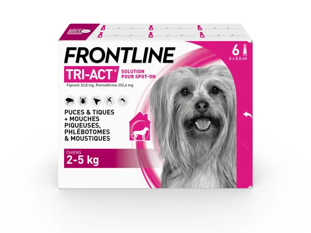 Frontline Tri-Act XS pipettes chien 2-5 kg 6 pipettes 5 parasites