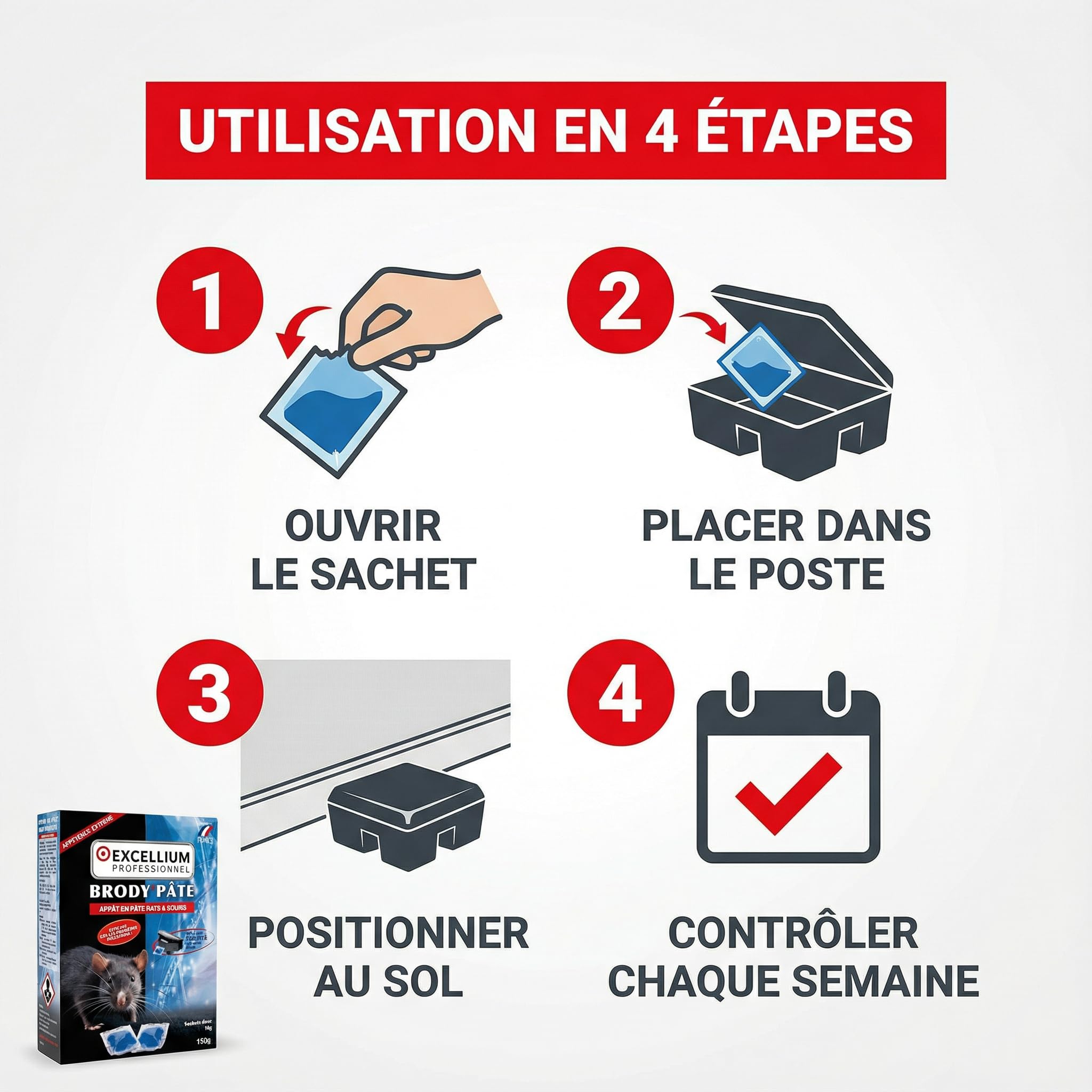 Excellium Brody’Pâte appât rats souris 150g poste inclus