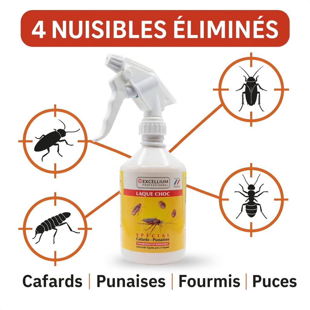 Excellium Laque Choc insecticide cafards punaises 500ml choc