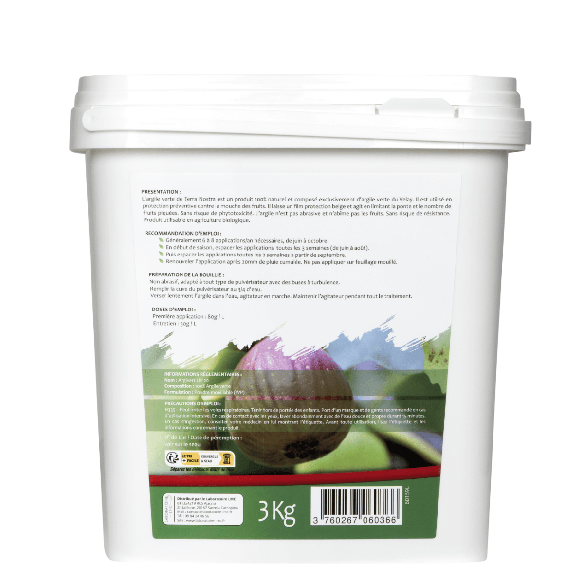 Terra Nostra Argile Verte anti mouche des fruits seau 3 kg
