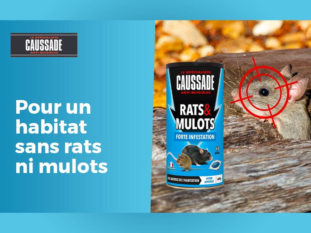 Caussade Anti Rats Mulots pâte 60 sachets 600 g