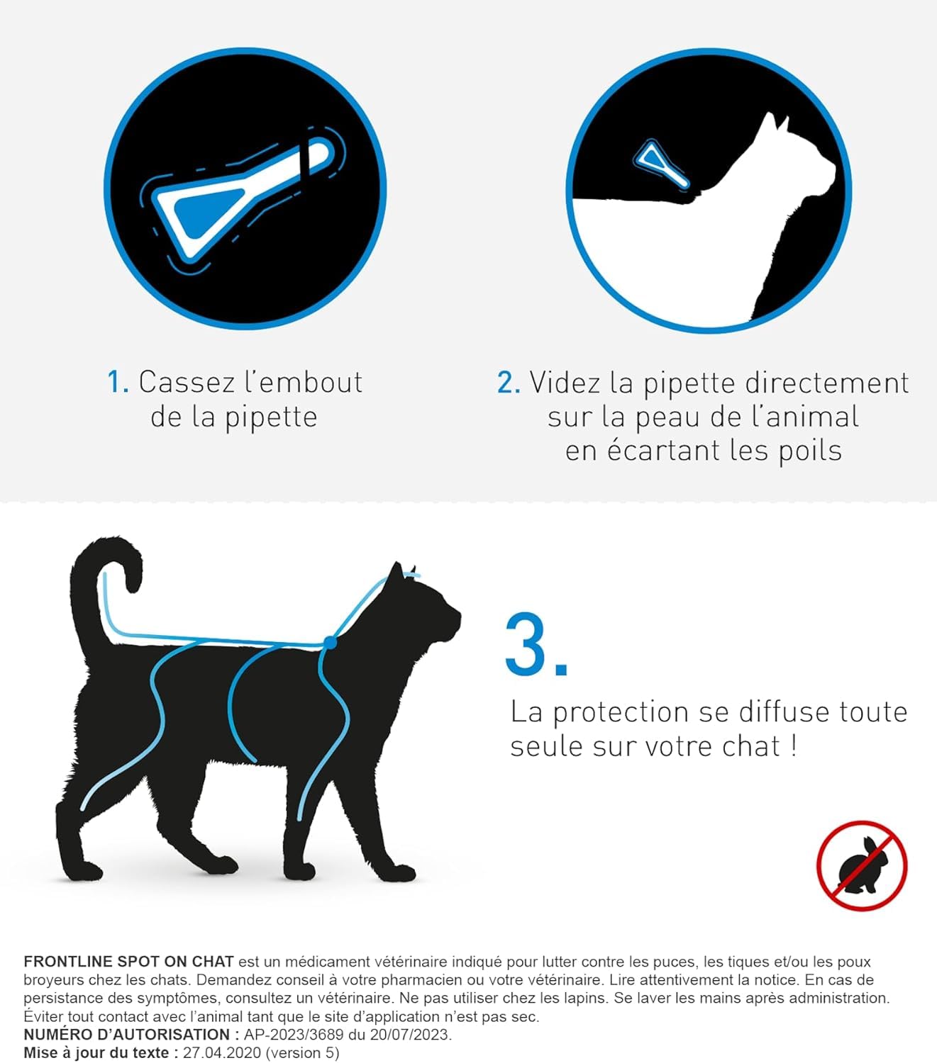 Frontline Spot On Chat antiparasitaire 3 pipettes puces tiques