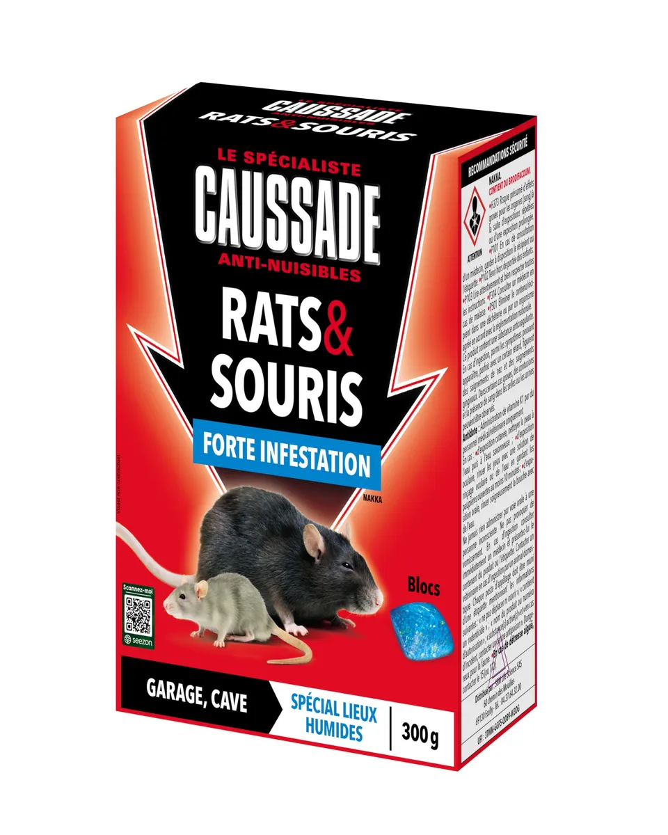 Caussade Anti-Rats Souris 10 blocs appât 300 g humide