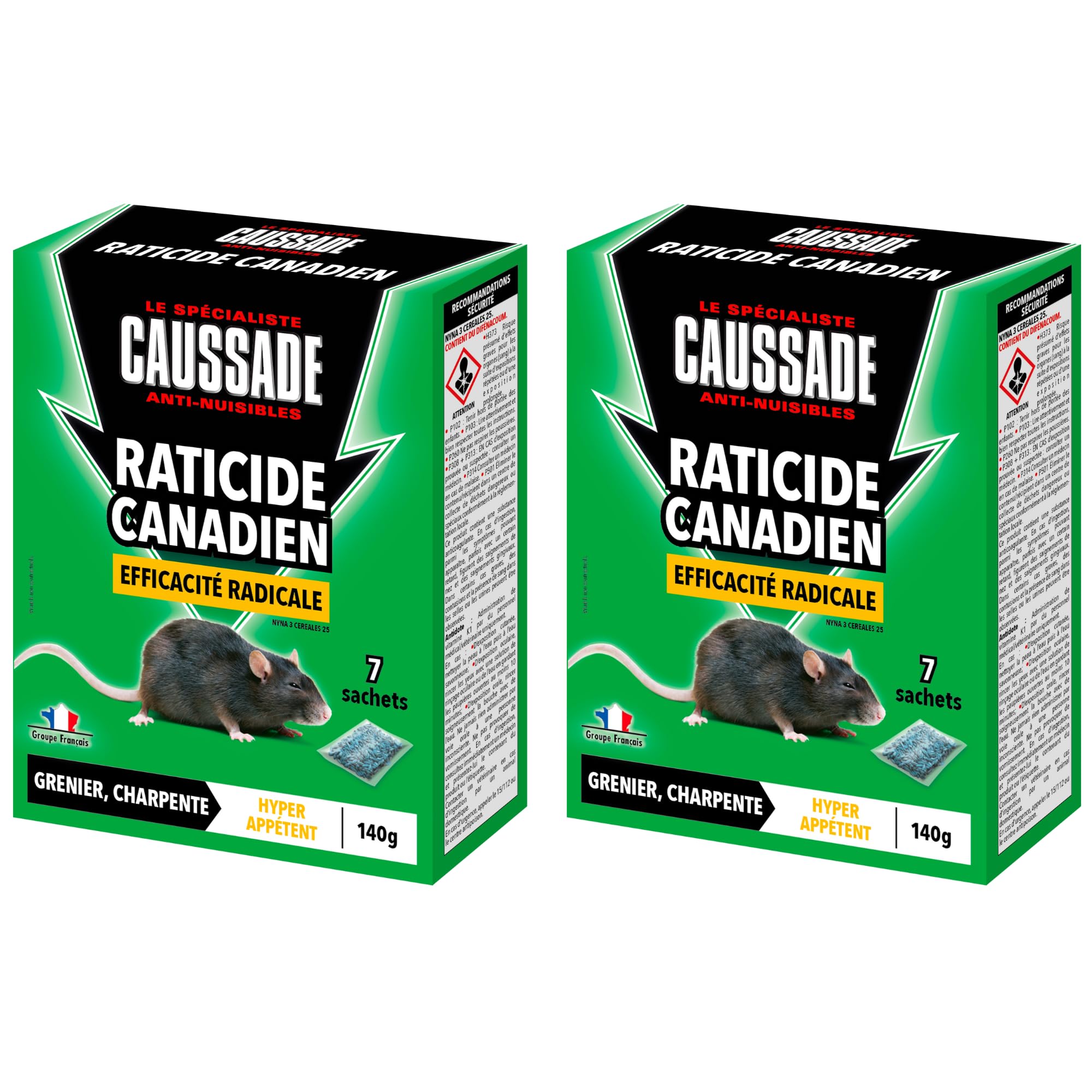 Caussade Canadien 7 Sachets Céréales raticide 140g