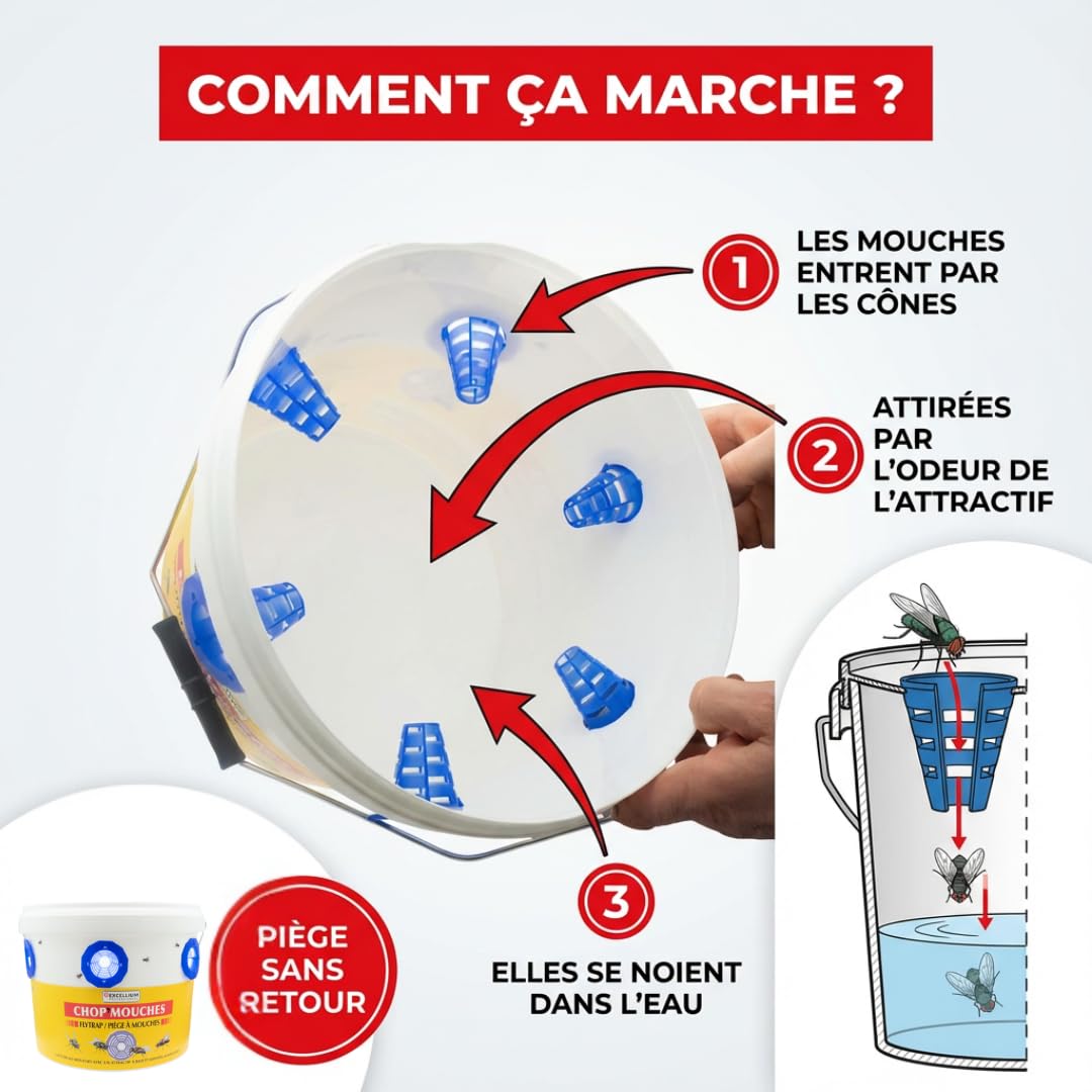 Excellium Chop'Mouches piège à mouches extérieur seau 240 g