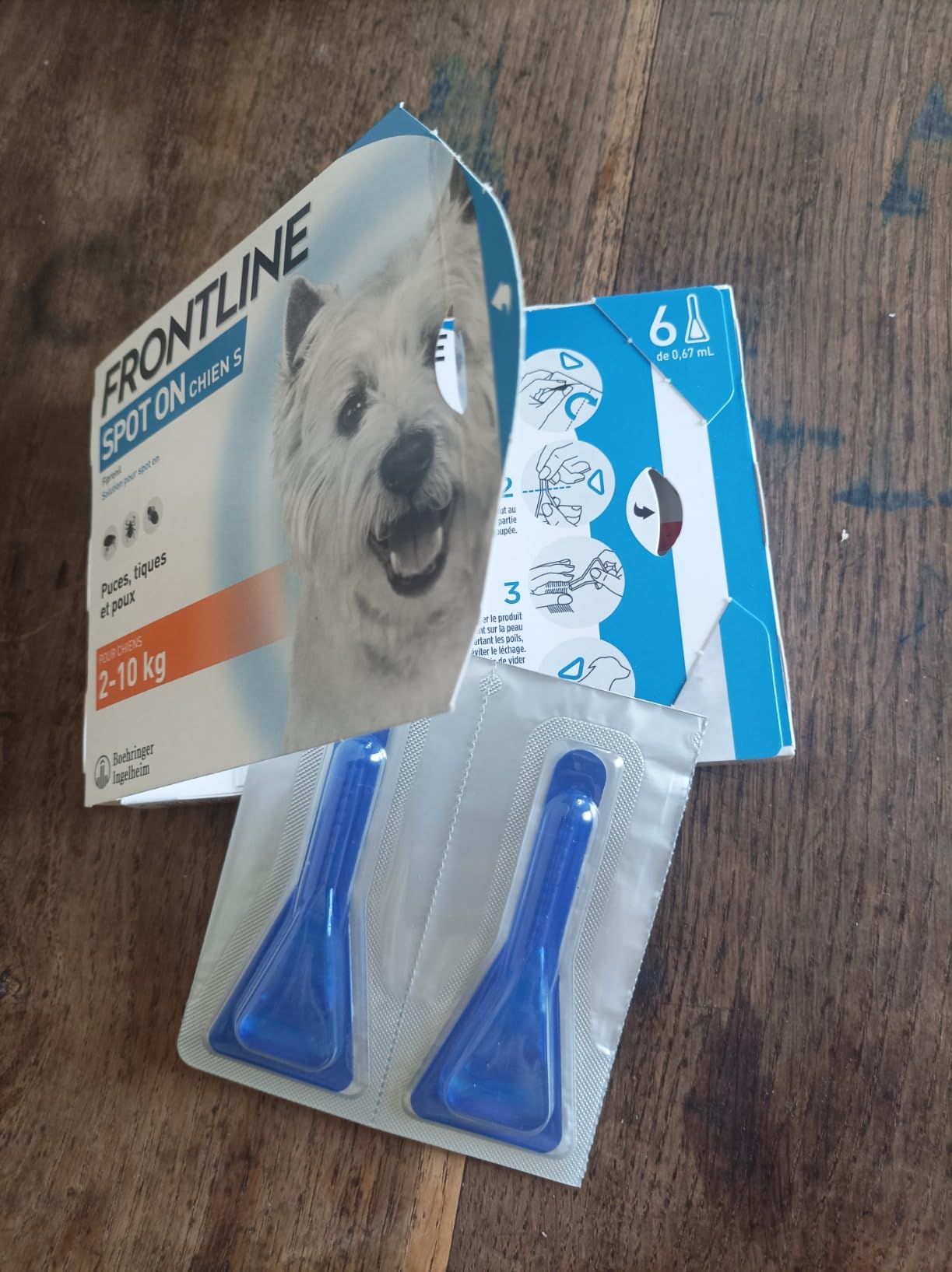 Frontline Spot On chien 2-10kg 6 pipettes puces tiques