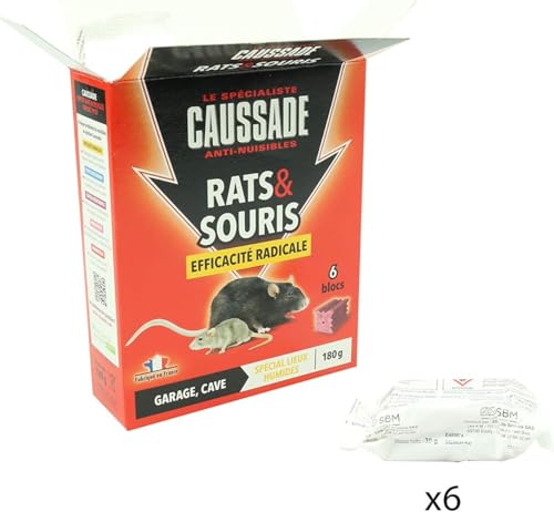 Caussade anti-rats et souris blocs 6 appâts 180 g