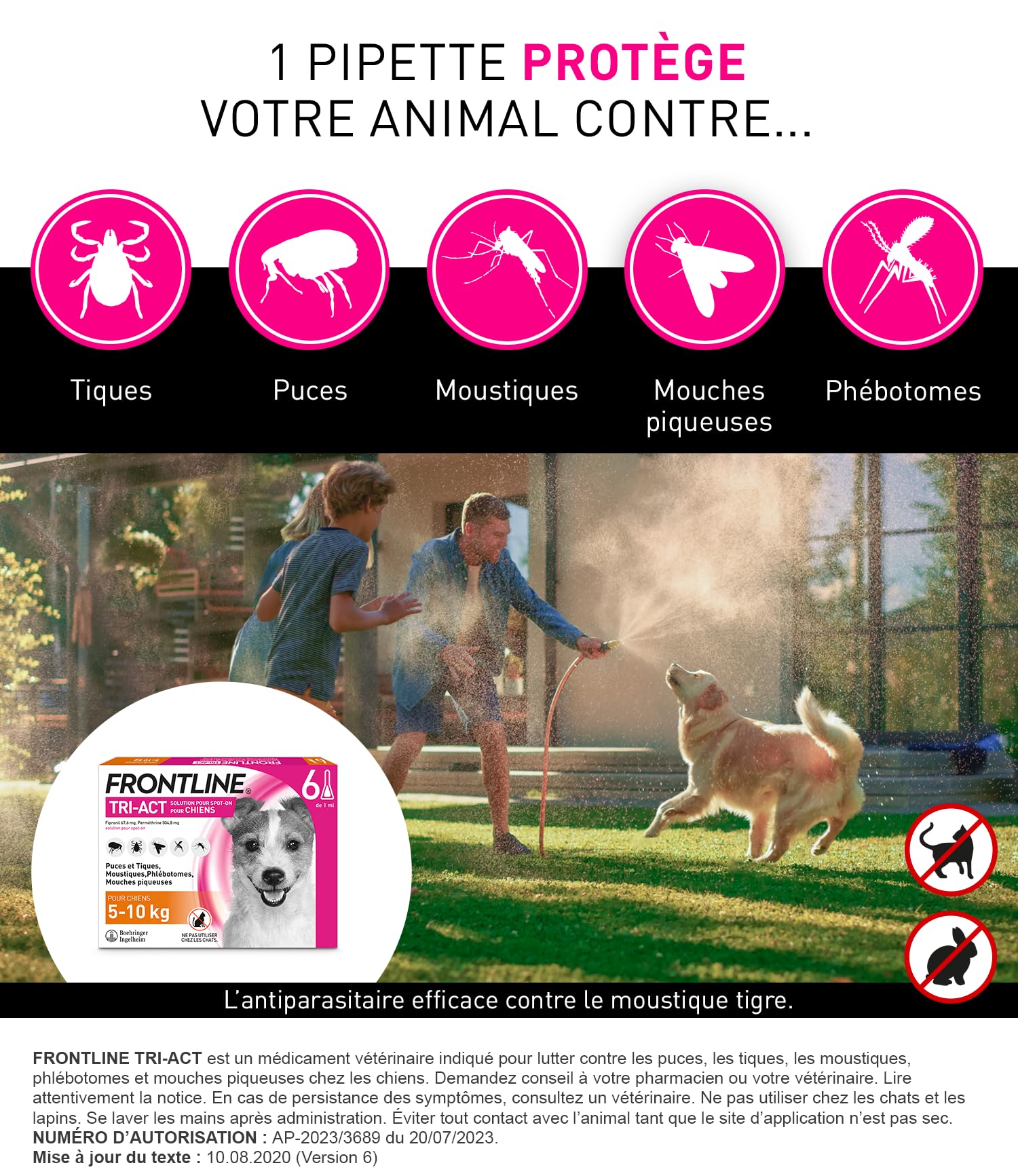 Frontline Tri-Act S pipettes chien 5-10 kg 6 pipettes 5 parasites
