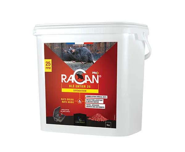 Phobi Racan Whole Grain 25ppm raticide blé difenacoum 5 kg
