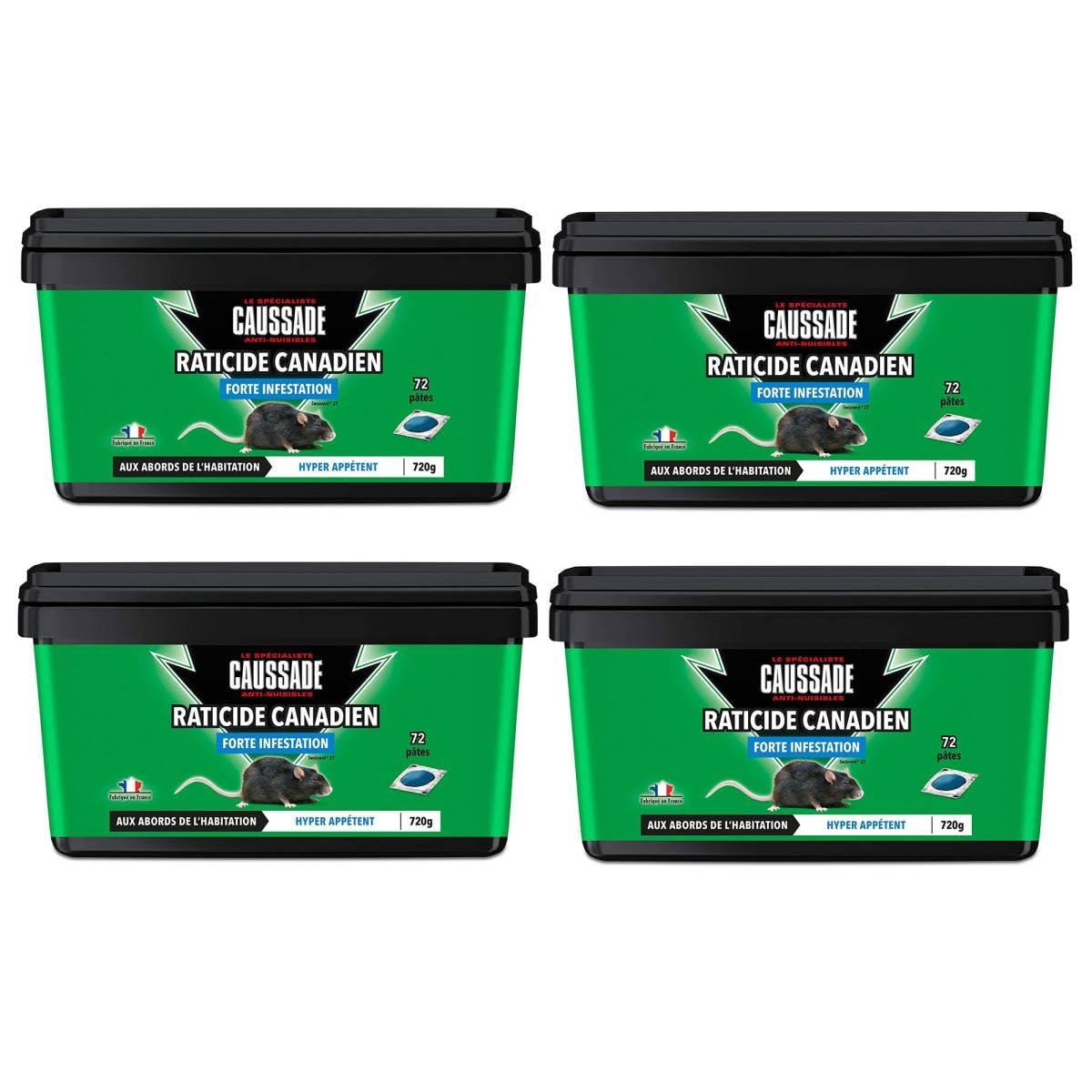 Caussade Raticide Canadien pâtes anti-rats 72 appâts 720 g