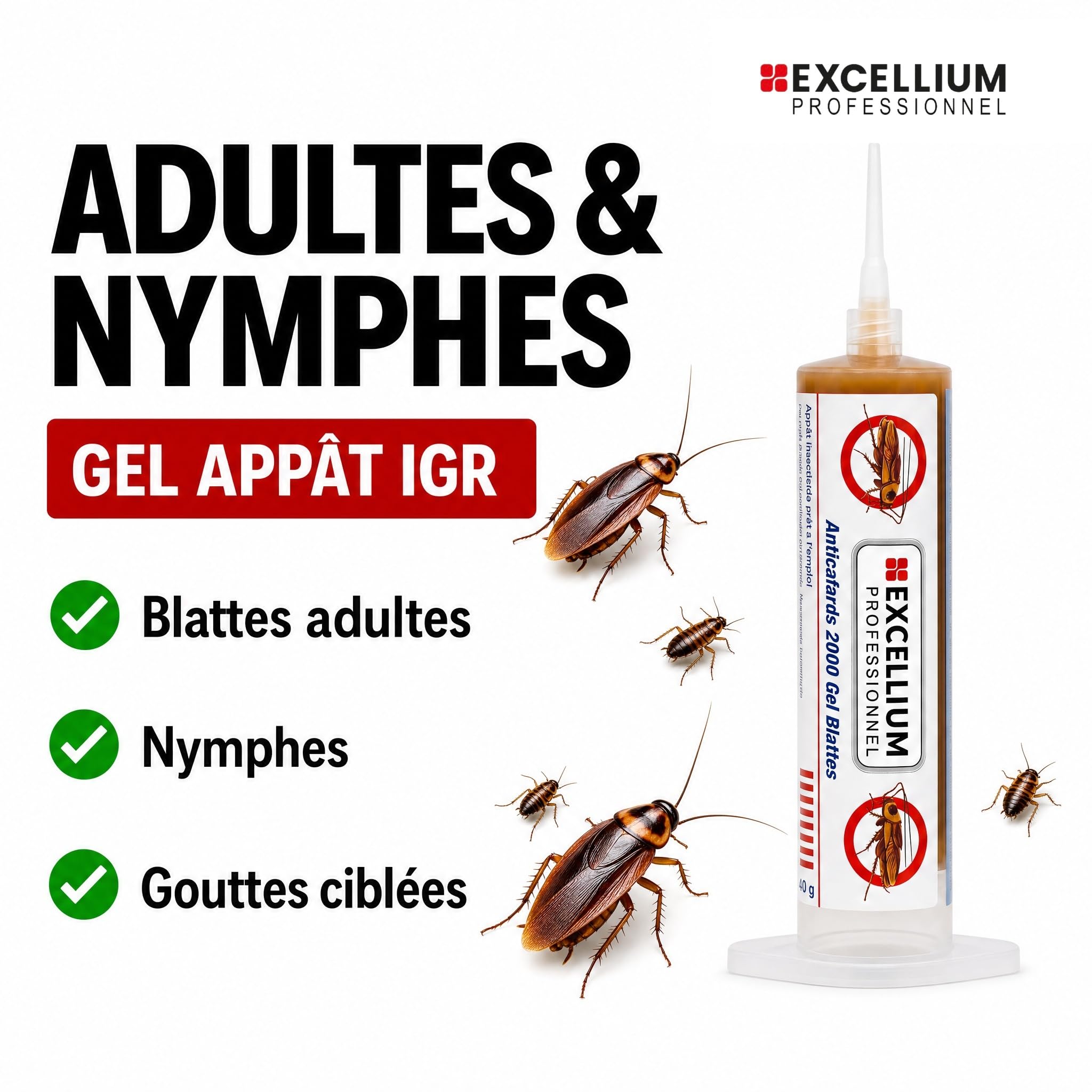 Excellium Professionnel Gel Appât Anti-Cafards IGR 40g