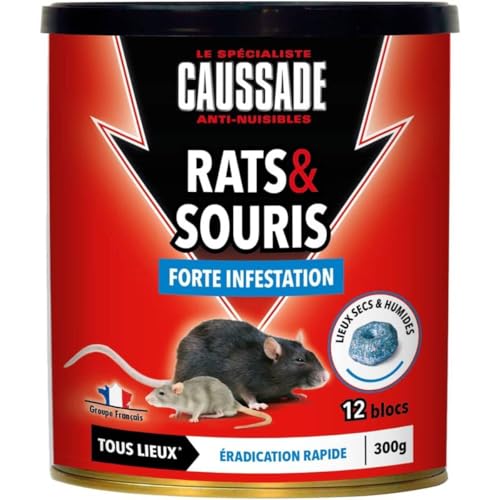 Caussade blocs pâte rats souris 12 blocs 300 g flocoumafen