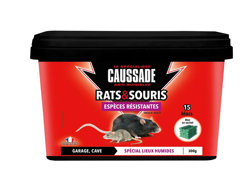 Caussade Raticide Canadien blocs anti-rats 15 blocs 300g