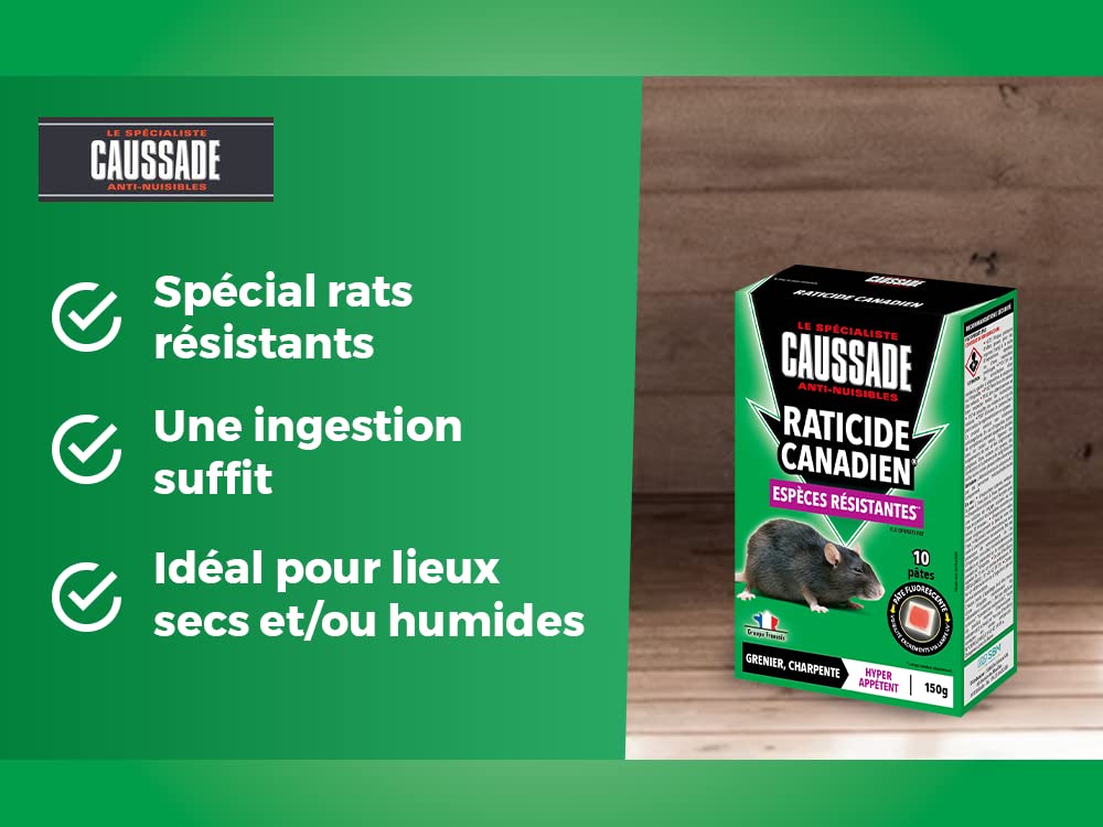 Caussade Anti-Rats raticide 10 pâtes 150 g 1 boîte appétent