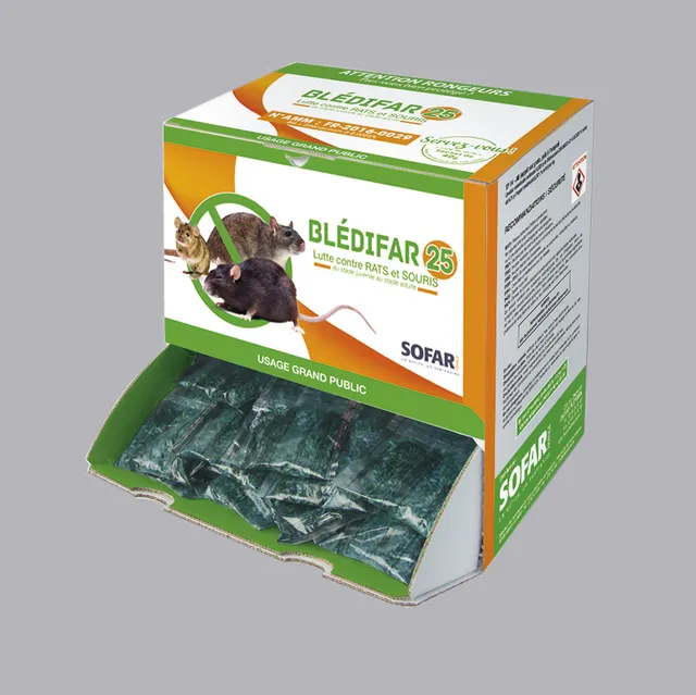 Ratunion 2000 Bledifar 25 blé mondé raticide sachet 40g