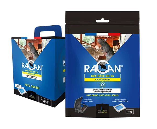 Aurodil Racan Box Pâte BR25 raticide pâte 150 g brodifacoum