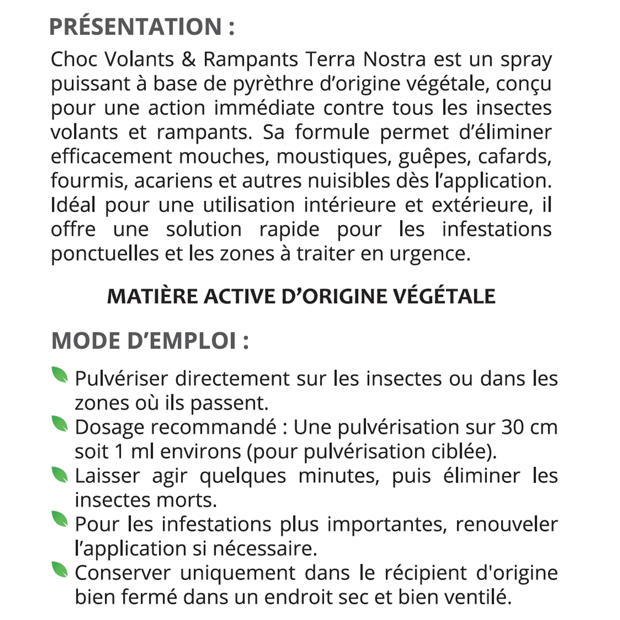 Terra Nostra Choc Volants & Rampants spray insecticide pyrèthre